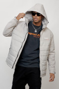 Купить Куртка молодежная мужская весенняя с капюшоном светло-серого цвета 7306SS, фото 10