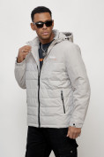 Купить Куртка молодежная мужская весенняя с капюшоном светло-серого цвета 7306SS, фото 6