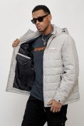 Купить Куртка молодежная мужская весенняя с капюшоном светло-серого цвета 7306SS, фото 9
