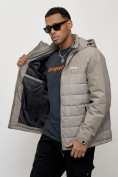 Купить Куртка молодежная мужская весенняя с капюшоном серого цвета 7306Sr, фото 10