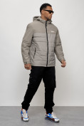 Купить Куртка молодежная мужская весенняя с капюшоном серого цвета 7306Sr, фото 3