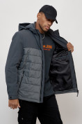 Купить Куртка молодежная мужская весенняя с капюшоном темно-серого цвета 7306TC, фото 11