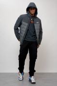 Купить Куртка молодежная мужская весенняя с капюшоном темно-серого цвета 7306TC, фото 14
