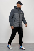Купить Куртка молодежная мужская весенняя с капюшоном темно-серого цвета 7306TC, фото 3