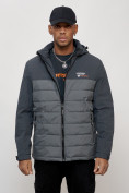 Купить Куртка молодежная мужская весенняя с капюшоном темно-серого цвета 7306TC, фото 7