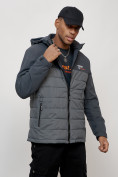 Купить Куртка молодежная мужская весенняя с капюшоном темно-серого цвета 7306TC, фото 9