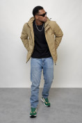 Купить Куртка молодежная мужская весенняя с капюшоном бежевого цвета 7307B, фото 14
