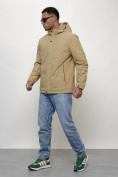 Купить Куртка молодежная мужская весенняя с капюшоном бежевого цвета 7307B, фото 2