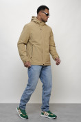 Купить Куртка молодежная мужская весенняя с капюшоном бежевого цвета 7307B, фото 3