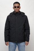 Купить Куртка молодежная мужская весенняя с капюшоном черного цвета 7307Ch
