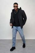 Купить Куртка молодежная мужская весенняя с капюшоном черного цвета 7307Ch, фото 11