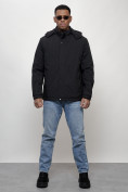 Купить Куртка молодежная мужская весенняя с капюшоном черного цвета 7307Ch, фото 12