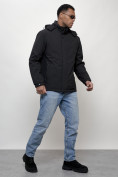 Купить Куртка молодежная мужская весенняя с капюшоном черного цвета 7307Ch, фото 14