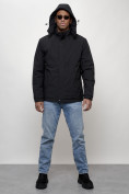 Купить Куртка молодежная мужская весенняя с капюшоном черного цвета 7307Ch, фото 16
