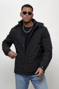 Купить Куртка молодежная мужская весенняя с капюшоном черного цвета 7307Ch, фото 6