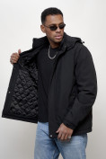 Купить Куртка молодежная мужская весенняя с капюшоном черного цвета 7307Ch, фото 7