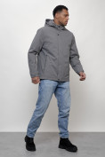 Купить Куртка молодежная мужская весенняя с капюшоном серого цвета 7307Sr, фото 10