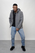 Купить Куртка молодежная мужская весенняя с капюшоном серого цвета 7307Sr, фото 12