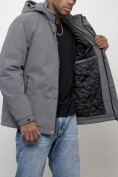 Купить Куртка молодежная мужская весенняя с капюшоном серого цвета 7307Sr, фото 15