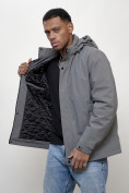 Купить Куртка молодежная мужская весенняя с капюшоном серого цвета 7307Sr, фото 16