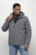 Купить Куртка молодежная мужская весенняя с капюшоном серого цвета 7307Sr, фото 2