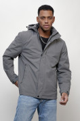 Купить Куртка молодежная мужская весенняя с капюшоном серого цвета 7307Sr, фото 3