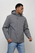 Купить Куртка молодежная мужская весенняя с капюшоном серого цвета 7307Sr, фото 6