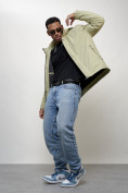 Купить Куртка молодежная мужская весенняя с капюшоном светло-зеленого цвета 7307ZS, фото 2