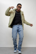 Купить Куртка молодежная мужская весенняя с капюшоном светло-зеленого цвета 7307ZS, фото 3