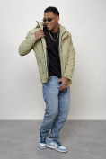 Купить Куртка молодежная мужская весенняя с капюшоном светло-зеленого цвета 7307ZS, фото 4