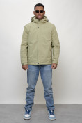 Купить Куртка молодежная мужская весенняя с капюшоном светло-зеленого цвета 7307ZS, фото 5