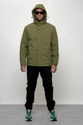 Купить Куртка молодежная мужская весенняя с капюшоном зеленого цвета 7307Z, фото 12