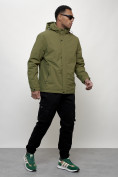 Купить Куртка молодежная мужская весенняя с капюшоном зеленого цвета 7307Z, фото 3