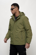 Купить Куртка молодежная мужская весенняя с капюшоном зеленого цвета 7307Z, фото 6