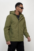 Купить Куртка молодежная мужская весенняя с капюшоном зеленого цвета 7307Z, фото 7
