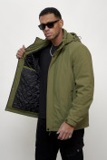 Купить Куртка молодежная мужская весенняя с капюшоном зеленого цвета 7307Z, фото 8