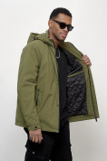 Купить Куртка молодежная мужская весенняя с капюшоном зеленого цвета 7307Z, фото 9