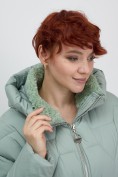 Купить Куртка зимняя женская из овчина стильная и модная зеленого цвета 7309Z, фото 14