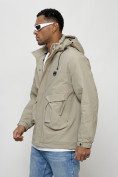 Купить Куртка молодежная мужская весенняя с капюшоном бежевого цвета 7311B, фото 2