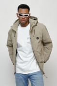Купить Куртка молодежная мужская весенняя с капюшоном бежевого цвета 7311B, фото 4