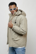 Купить Куртка молодежная мужская весенняя с капюшоном бежевого цвета 7311B, фото 6