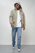 Купить Куртка молодежная мужская весенняя с капюшоном бежевого цвета 7311B, фото 7