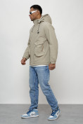 Купить Куртка молодежная мужская весенняя с капюшоном бежевого цвета 7311B, фото 12