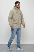 Купить Куртка молодежная мужская весенняя с капюшоном бежевого цвета 7311B, фото 13