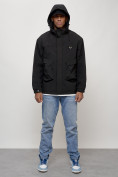 Купить Куртка молодежная мужская весенняя с капюшоном черного цвета 7311Ch, фото 12