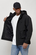 Купить Куртка молодежная мужская весенняя с капюшоном черного цвета 7311Ch, фото 13