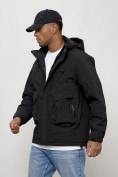 Купить Куртка молодежная мужская весенняя с капюшоном черного цвета 7311Ch, фото 2