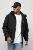 Купить Куртка молодежная мужская весенняя с капюшоном черного цвета 7311Ch, фото 4