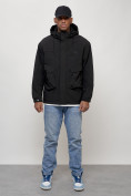 Купить Куртка молодежная мужская весенняя с капюшоном черного цвета 7311Ch, фото 8