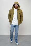 Купить Куртка молодежная мужская весенняя с капюшоном горчичного цвета 7311G, фото 10